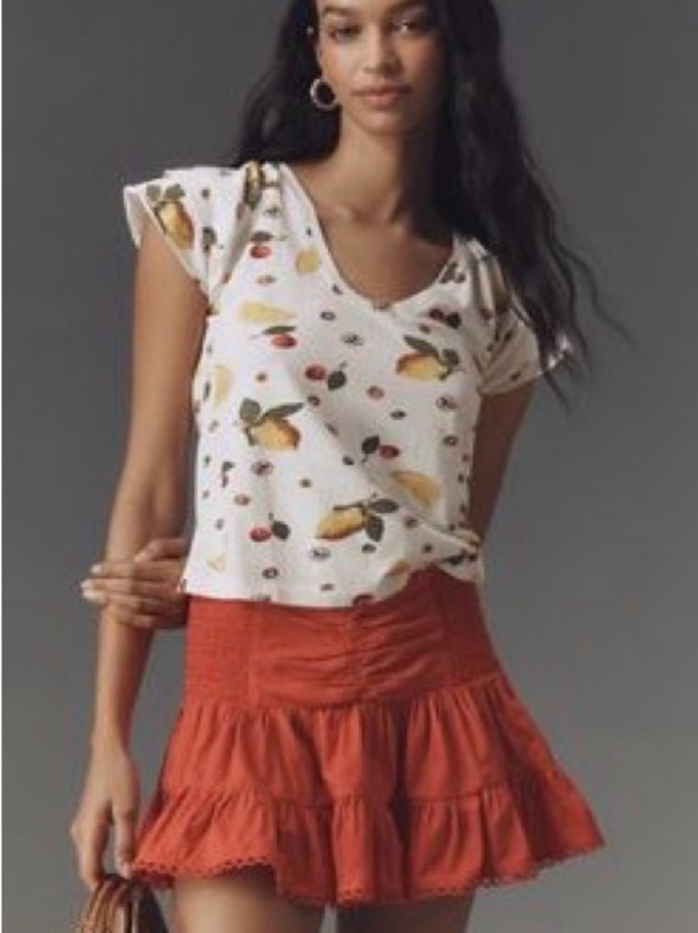 Maeve Scoop-Neck Flounce-Sleeve Tee